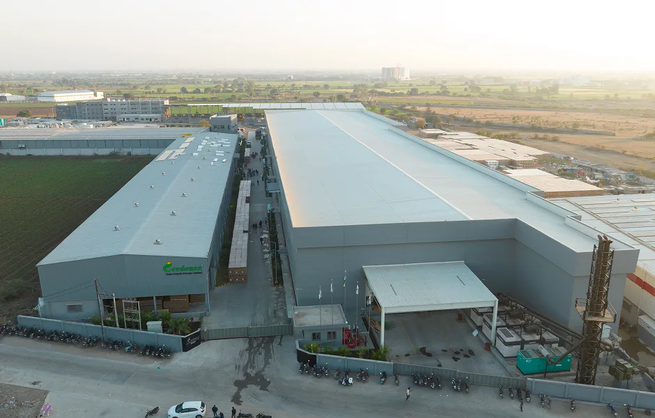 Automated solar module production line at an Indian factory, one of the top solar panel manufacturers in India
