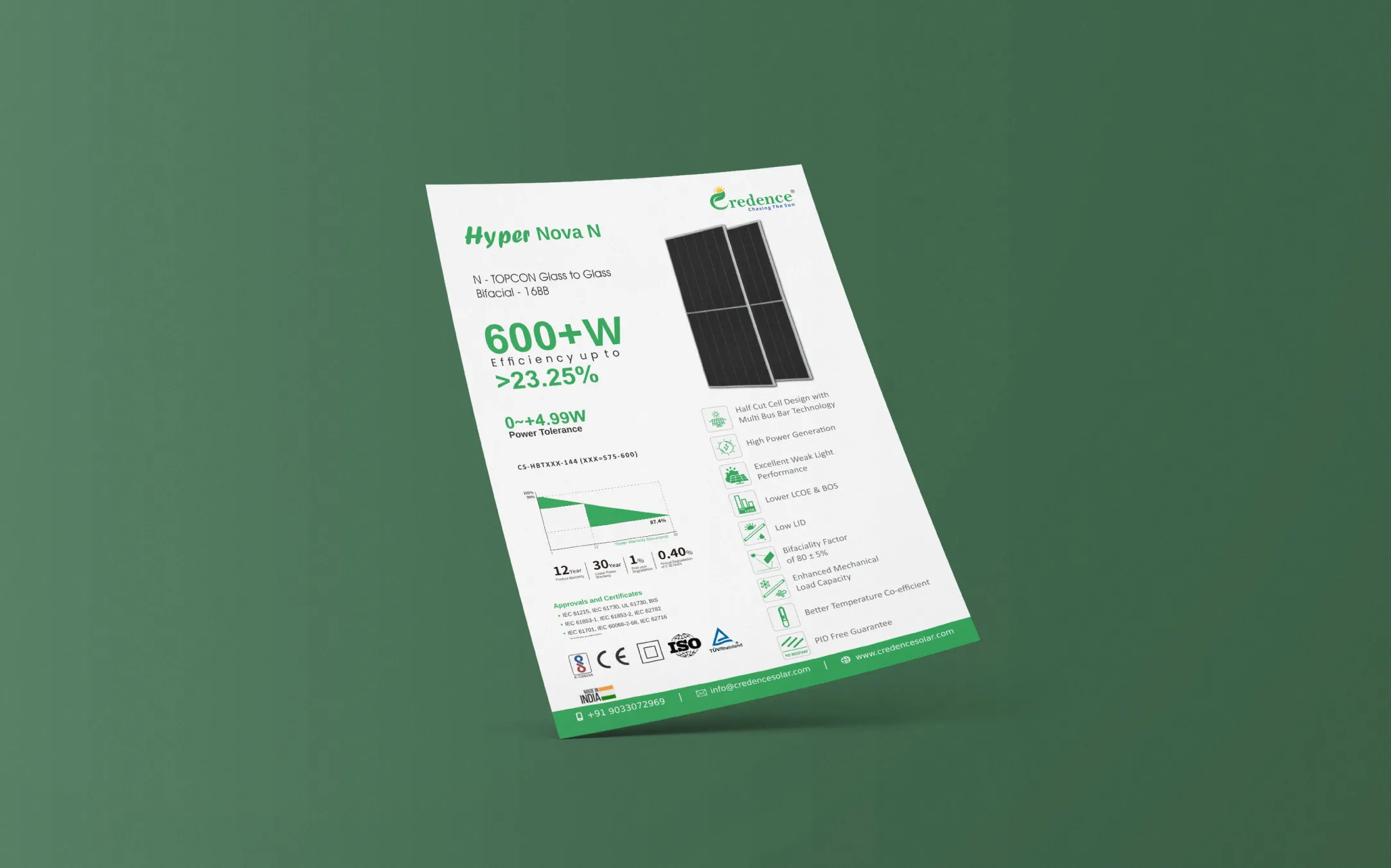 Topcon M10 - 580W-600W Solar PV Module Datasheet - Credence Solar