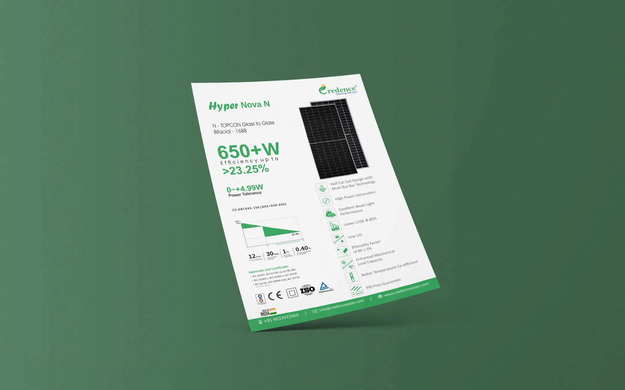 Topcon M10R - 630W-650W Solar PV Module Datasheet - Credence Solar