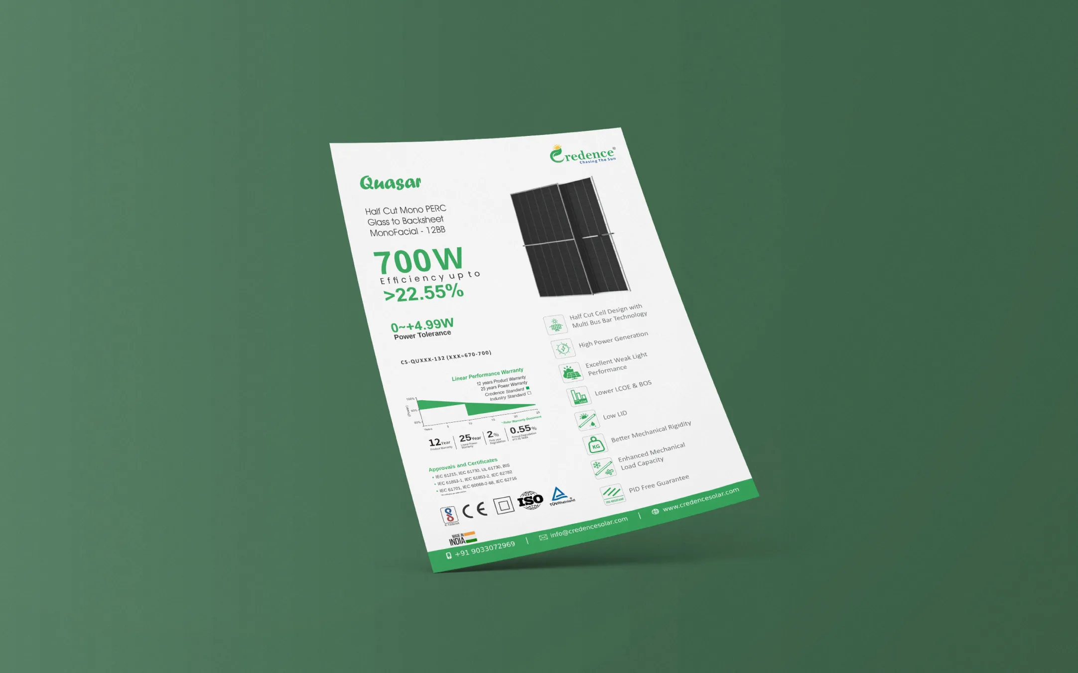 Monofacial G12 - 670W-700W Solar PV Module Datasheet - Credence Solar