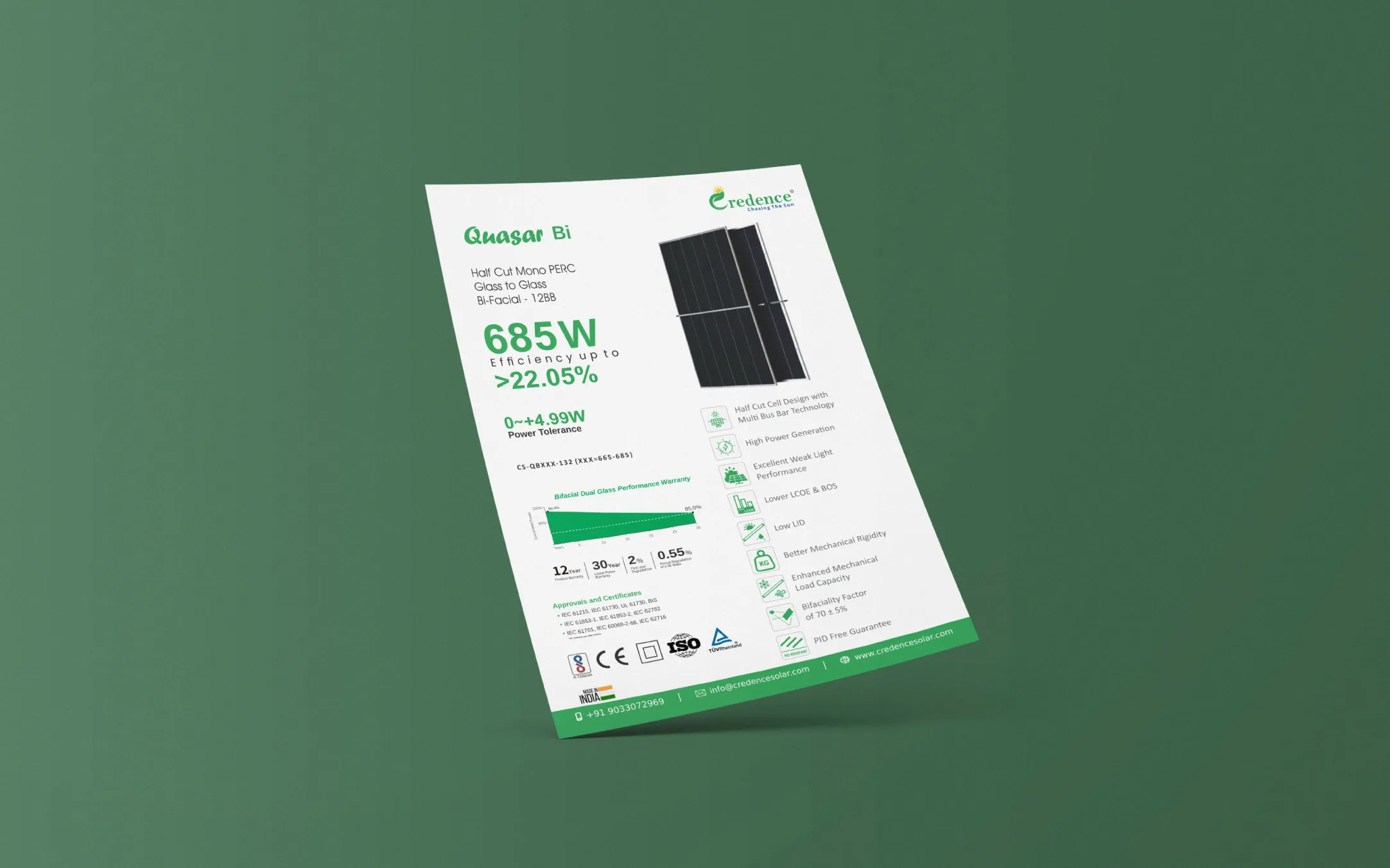 Bifacial G12 - 685W Solar PV Module Datasheet - Credence Solar